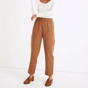 Waffleback Pull-On High-Rise Tapered Pants in Windowpane
